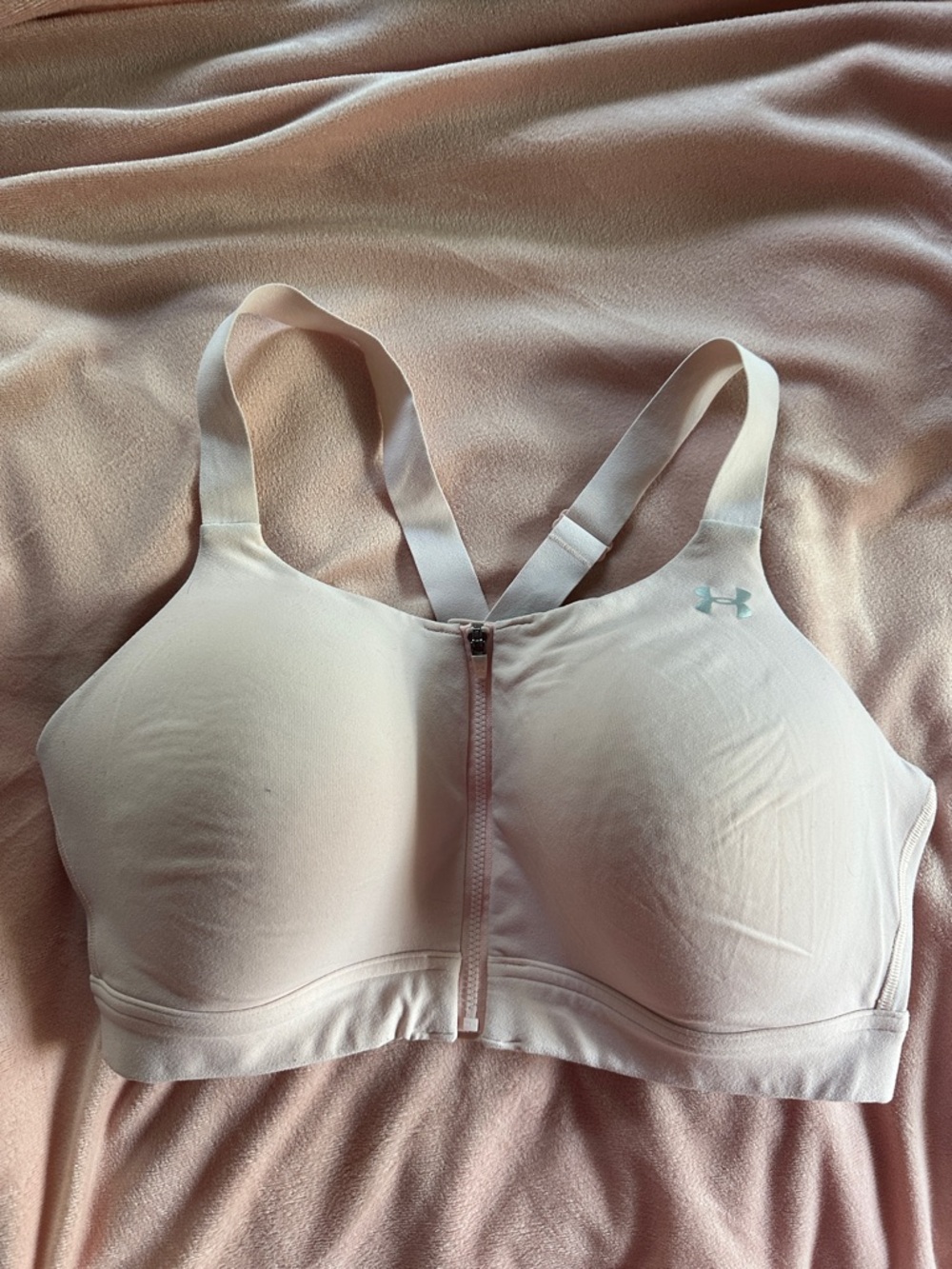 Under Armour Pale Pink Front-Zip Sports Bra